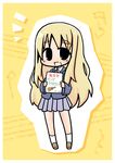  blonde_hair chibi eyebrows flyer guitar instrument k-on! kotobuki_tsumugi long_hair luu sakuragaoka_high_school_uniform school_uniform solo 