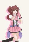  atlus brown_hair glove gloves heart hearts kujikawa_rise persona persona_4 ribbon skirt smile 