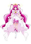  bike_shorts boots bow choker cure_happy dress earrings frills head_wings highres hoshizora_miyuki jewelry knee_boots long_hair nukosann pink pink_bow pink_choker pink_eyes pink_hair pink_shorts pink_skirt precure princess_form_(smile_precure!) shorts shorts_under_skirt skirt smile_precure! solo twintails very_long_hair 