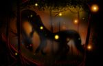  antlers creepy discord_(mlp) draconequus dragon forest friendship_is_magic hereticofdune horn looking_at_viewer male my_little_pony red_eyes silhouette simple_background tree wood 