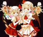  adapted_costume alternate_hair_color ascot bad_id bad_pixiv_id bare_shoulders bat_wings blonde_hair brooch cierra_(ra-bit) crystal curly_hair detached_sleeves fang flandre_scarlet floral_background flower frills hat hat_ribbon jewelry multiple_girls nail_polish open_mouth puffy_sleeves red_eyes remilia_scarlet ribbon short_hair short_sleeves siblings side_ponytail silver_hair sisters skirt skirt_set skull touhou wings 