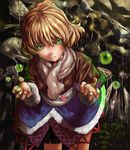  angry blonde_hair duplicate eyes face fingernails flower frown green_eyes hands kubrick_stare lolicept mizuhashi_parsee nail open_mouth ponytail scarf short_hair skirt solo touhou 