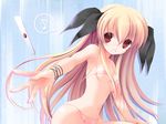  :d bikini breasts brown_hair eighth_note lilia_doll long_hair mahjong medium_breasts momoiro_taisen_pairon musical_note nagato_tamakichi open_mouth red_eyes smile solo speech_bubble spoken_musical_note swimsuit tenbou throwing 