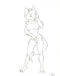  &lt;3 akara and black black_and_white breasts canine cat cute dragon drawing feline female fox hybrid invalid_tag kida kida_howlette kidahowlette(artist) looking_at_viewer mammal monochrome nude pencil plain_background scales smile standing the topless white white_background 
