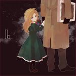  1girl bad_id bad_pixiv_id blonde_hair blue_eyes canvas_(object) coat copyright_name doll doll_(ib) dress gloves holding_hands ib long_hair looking_back mary_(ib) pantyhose zakka_(d-o-t) 