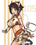  :d animal_ears animal_print bakuya bare_shoulders bell bell_collar blush boots breasts brown_eyes brown_hair collar cow_bell cow_ears cow_horns cow_print elbow_gloves gloves headset heart heart-shaped_pupils highres horns idolmaster idolmaster_cinderella_girls large_breasts oikawa_shizuku open_mouth short_hair smile solo standing symbol-shaped_pupils tail thighhighs 