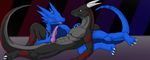  abs anthro biceps big_penis black_body black_dragon blue_dragon blue_eyes blue_skin body_markings claws couple deihnyx dragon drake_(species) duo erection gay horn knot lying male markings muscles nude pecs penis purple_eyes sex tenecayr tenecayr_(artist) 