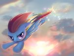  cloud clouds equine female feral flying friendship_is_magic hair horse mammal misteelala multi-colored_hair my_little_pony pegasus pony purple_eyes rainbow_dash_(mlp) rainbow_hair simple_background sky solo wings young 