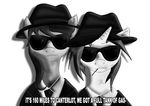  absurd_res blues_brothers english_text equine eyewear female friendship_is_magic greyscale hair hat hi_res horn horse mammal monochrome multi-colored_hair my_little_pony octavia_(mlp) plain_background pony simple_background suit sunglasses text toonlancer toothpick two_color_hair two_tone_hair unicorn vinyl_scratch_(mlp) white_background 