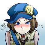  blue_eyes blush brown_hair cabbie_hat choker hat lock marie_(persona_4) necktie persona persona_4 persona_4_the_golden pout short_hair solo tokiwa_(mukoku) upper_body 