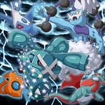  black_sclera blue blue_eyes claws creature dragon gen_3_pokemon gen_4_pokemon gen_5_pokemon latios lightning metagross no_humans outstretched_hand pokemoa pokemon pokemon_(creature) red_eyes red_wings rotom salamence sky star storm_cloud thundurus washing_machine wings yellow_sclera 