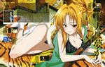  absurdres ahoge antique_firearm arquebus blonde_hair blush bra breasts cleavage firearm gun hair_intakes highres japanese_clothes leather looking_at_viewer medium_breasts oda_nobuna oda_nobuna_no_yabou official_art panties rifle socks solo sword tabi tamaki_rie tiger_stripes underwear weapon yellow_eyes 