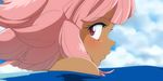  androgynous bad_id bad_pixiv_id blush close-up inazuma_eleven inazuma_eleven_(series) long_hair male_focus partially_submerged pink_hair solo swimming tsunami_jousuke 