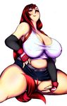  1girl artist_request breasts brown_hair cretin degemotowa313 final_fantasy final_fantasy_vii gigantic_breasts highres lips plump red_eyes tifa_lockhart 