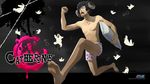  2011 animal_ears barbed_wire black_hair boxers catherine_(game) copyright_name facial_hair highres horns logo male_focus male_underwear mars_symbol non-web_source official_art pillow sheep sheep_ears shirtless soejima_shigenori solo stubble underwear venus_symbol vincent_brooks wallpaper 