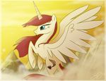  cutie_mark equine famosity female feral friendship_is_magic hair horn horse lauren_faust_(character) mammal mountain my_little_pony outside pony red_hair sky solo winged_unicorn wings 