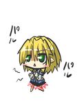  blonde_hair blush_stickers goma_(gomasamune) green_eyes long_sleeves mizuhashi_parsee open_mouth paru_paru pointy_ears short_hair solo touhou white_background 