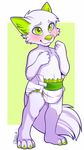  arctic_fox blush canine cub cute diaper embarrassed green_eyes green_nose infantilism male mazzafox smile solo strawberryneko white young 