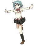  animated animated_gif blue_eyes blue_hair blush full_body hair_ornament hairclip hangaku mahou_shoujo_madoka_magica miki_sayaka outstretched_arms running school_uniform solo spread_arms transparent_background 