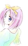  blue_eyes hiiragi_tsukasa jason_(kaiten_kussaku_kikou) looking_back lucky_star purple_hair short_hair simple_background smile solo white_background 