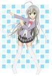  green_eyes haiyore!_nyaruko-san long_hair nyarlathotep_(nyaruko-san) school_uniform silver_hair sk_(buta) skirt thighhighs zettai_ryouiki 