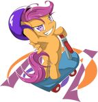  absurd_res alpha_channel cub equine feral friendship_is_magic fur hair helmet hi_res horse looking_at_viewer male mammal my_little_pony orange_fur pegasus plain_background pony purple_eyes purple_hair scootaloo_(mlp) scooter simple_background solo transparent_background wings young zaiyaki 