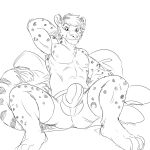  2015 4_toes abs anthro biped bulge butt clothed clothing digitigrade erection feline front_view fur hair hand_behind_head leopard looking_at_viewer male mammal mars_(thequeenofmars) monochrome negger nipples partially_clothed simple_background sitting sketch snow_leopard solo spots spotted_fur tenting toes topless white_background 