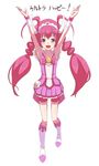  :d armpits arms_up bad_id bad_pixiv_id bike_shorts boots bow catchphrase choker cure_happy dress full_body head_wings hoshizora_miyuki knee_boots long_hair magical_girl no_choker open_mouth pink pink_bow pink_eyes pink_hair pink_shorts pink_skirt precure shorts shorts_under_skirt simple_background skirt smile smile_precure! solo tiara touboku translated twintails 