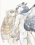  anthro avian bird blush duo female from_behind gryphon kaputotter looking_back male nude owl penis raised_tail sex straight wings 