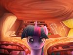  aurarrius blue_hair book bookshelf detailed_background equine female feral friendship_is_magic fur hair horn horse mammal multi-colored_hair my_little_pony open_mouth pony purple_eyes purple_fur purple_hair red_hair solo twilight_sparkle_(mlp) unicorn 