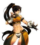  breasts brown_hair dungeon_and_fighter dungeon_fighter_live female fighter fighter_(dungeon_and_fighter) highres long_hair midriff official_art ponytail ress solo very_long_hair 
