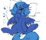  blue_fur blush chinad011 equine female feral friendship_is_magic fur hair horn horse looking_at_viewer lying mammal my_little_pony nude on_back pillow pony princess_luna_(mlp) pussy solo spread_legs spreading winged_unicorn wings 