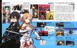  1girl absurdres aincrad asuna_(sao) floating_castle highres kawakami_tetsuya kirito nervegear newtype official_art sword sword_art_online translation_request weapon 