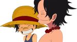  2boys bandaid black_hair brother brothers child east_blue eyes_closed freckles hat jewelry male male_focus monkey_d_luffy multiple_boys necklace one_piece portgas_d_ace scar siblings smile straw_hat tank_top teeth topless transparent_background younger 