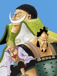  3boys armor bandanna black_hair blonde_hair edward_newgate facial_hair jacket_on_shoulder jolly_roger jozu male male_focus marco multiple_boys muscle mustache one_piece open_clothes open_shirt pirate sash shirt smile tattoo white_hair whitebeard_pirates 