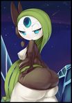  big_butt blue_eyes breasts butt chubby female green_hair hair huge_butt legendary_pok&#233;mon looking_at_viewer looking_back meloetta nintendo nipples pok&#233;mon pok&eacute;mon presenting side_boob theboogie thick_thighs thighs video_games wide_hips 