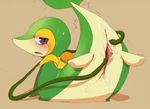  blush dagasi female feral gaping gaping_pussy looking_back lying nintendo on_front open_mouth pok&#233;mon pok&eacute;mon pussy raised_tail snivy solo spread_legs spread_pussy spreading tentacles video_games vines 