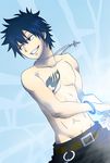  black_hair chain fairy_tail gray_fullbuster grin highres kingyo_(984) male_focus shirtless smile solo tattoo 