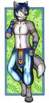  anthro blue_eyes canine kalika kalika-tybera male mammal pose rainbow smile solo topless wolf 