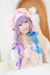  1girl asian bath cosplay female highres nude patchouli_knowledge photo purple_hair tenshi_myu touhou 