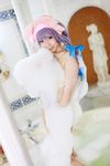  1girl asian bath cosplay covering female highres nude nude_cover patchouli_knowledge photo purple_hair tenshi_myu touhou 
