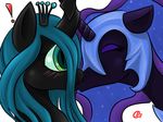  changeling equine eyes_closed female feral friendship_is_magic godheadharley green_eyes hair horn horse kissing lesbian mammal my_little_pony nightmare_moon_(mlp) pony queen_chrysalis queen_chrysalis_(mlp) simple_background 