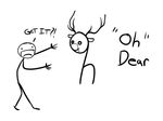  cervine deer english_text humor mammal monochrome plain_background pun stick_figure syynx terrible_joke text white_background 