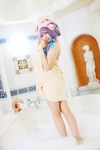  1girl asian bath cosplay covering female highres nude nude_cover patchouli_knowledge photo purple_hair tenshi_myu touhou towel 