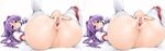  ass bottomless clannad fujibayashi_kyou ishikei masturbation purple_eyes purple_hair pussy pussy_juice stereogram thighhighs trembling uncensored vagina 