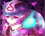  bad_id bad_pixiv_id graveyard hitodama petals pink_eyes pink_hair saigyouji_yuyuko short_hair smile solo touhou triangular_headpiece 