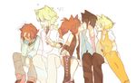  3boys animal_ears bad_id bad_pixiv_id bel_(pokemon) blush cat_ears cheren_(pokemon) facepalm multiple_boys multiple_girls muraichi n_(pokemon) no_hat no_headwear pantyhose pokemon pokemon_(game) pokemon_bw sitting touko_(pokemon) touya_(pokemon) 