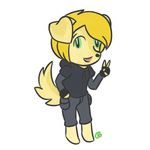  canine chibi clothed clothing cute dog female godheadharley green_eyes hair looking_at_viewer mammal open_mouth plain_background shirt smile solo 