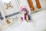 1girl asian bath cosplay female nude patchouli_knowledge photo purple_hair tenshi_myu touhou 