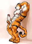  anthro arms_behind_head balls biceps big_muscles big_penis blue_nose body_markings claws dripping erection fangs feline flexing fur grisser kellogg's leaking male mammal markings mascot masturbation muscles nipples nude pecs penis pose precum presenting solo standing stripes teeth tiger toe_claws toned tongue tony_the_tiger uncut vein veins yellow_eyes 
